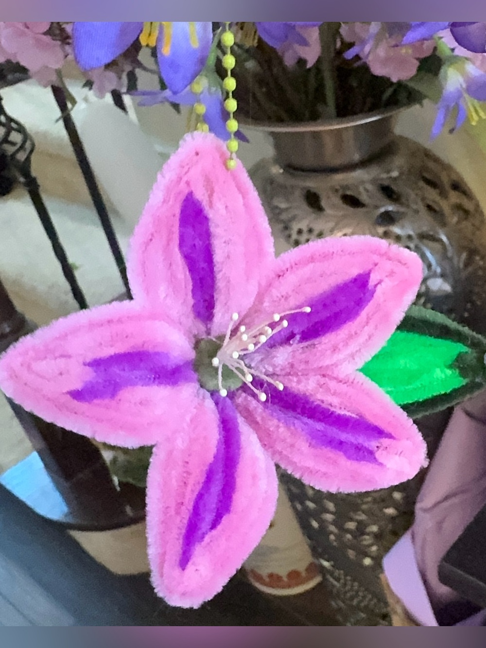 Handcraft Pink & Purple Felt Flower Charm